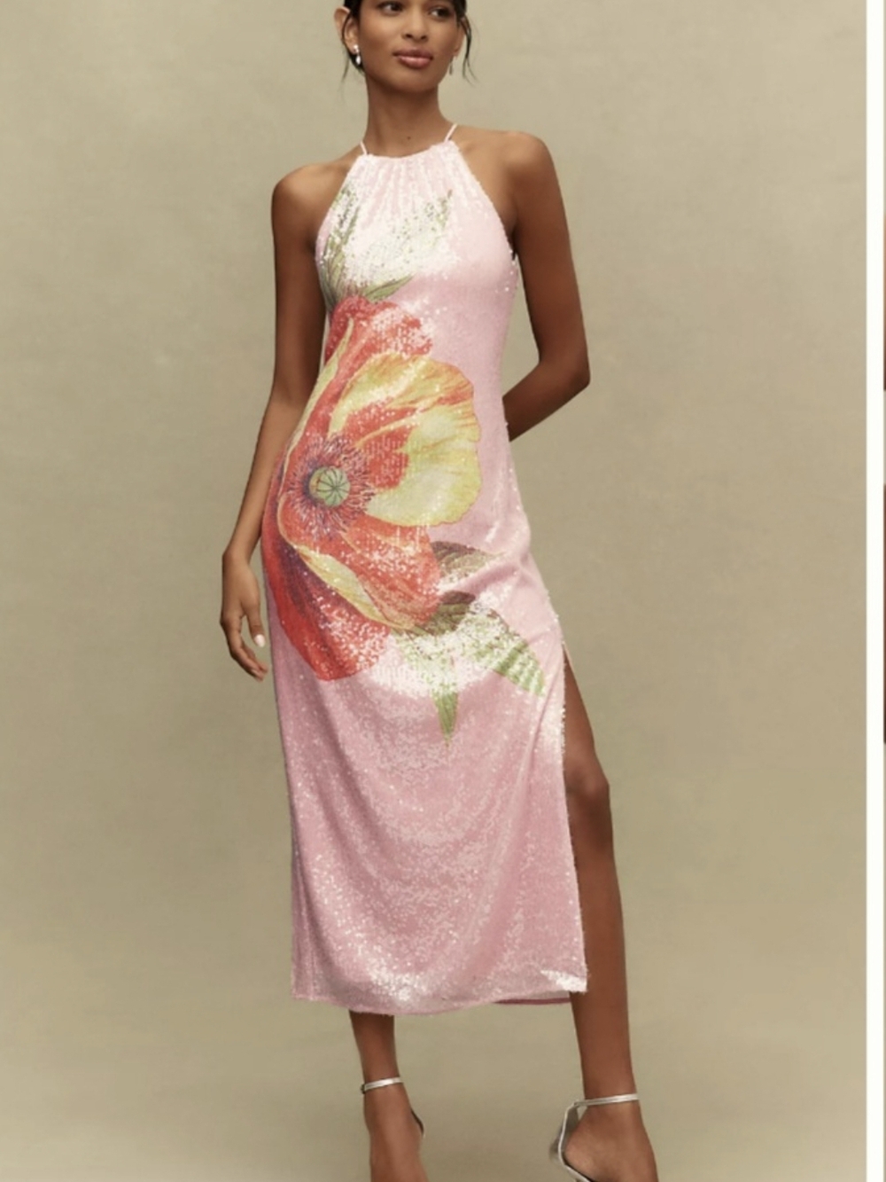 Anthropologie BHLDN Paulina Halter Printed Sequin Midi Dress XS $268